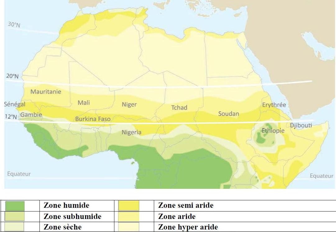Carte de l'Afrique : la bande du Sahel